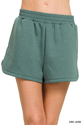 Zenana Scuba Elastic Waistband Dolphin Shorts ASH JADE OutfitFlow
