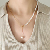 18K Gold-Plated Pearl Necklace Gold One Size OutfitFlow