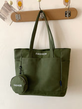 Canvas Tote Bag with Pouch Dark Green One Size OutfitFlow