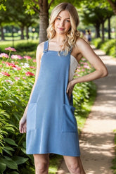 Heimish Full Size Ribbed Sleeveless Mini Tank Dress Plus Size Denim Vintage OutfitFlow