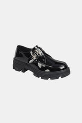 Forever Link Buckled Platform Lug Sole Loafers Black OutfitFlow