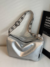 PU Leather Adjustable Strap Crossbody Bag Silver One Size OutfitFlow