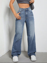 High Rise Wide Leg Jeans with Pockets Medium OutfitFlow