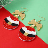 Christmas Dangle Earrings with Bow Multicolor One Size OutfitFlow