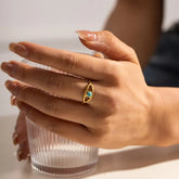Turquoise Eye Design Ring Gold One Size OutfitFlow