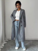 Double-Breasted Longline Coat Gray OutfitFlow