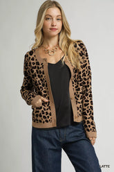 Umgee Leopard Print Button-Down Cardigan LATTE OutfitFlow