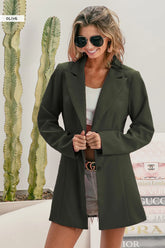 BiBi Single Breasted Peaked Lapel Blazer OLIVE OutfitFlow