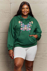 Simply Love Simply Love Full Size Floral Butterfly Graphic Hoodie Dark Green OutfitFlow