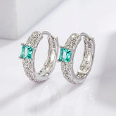 925 Sterling Silver Inlaid Zircon Earrings Silver One Size OutfitFlow