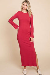 Culture Code Full Size Round Neck Bodycon Bell Maxi Dress VERYBERRY OutfitFlow