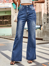 High Rise Bootcut Jeans with Pockets Dark Blue OutfitFlow