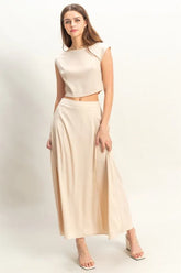 HYFVE Sleeveless Top and Maxi Skirt Set CHAMPAGNE OutfitFlow