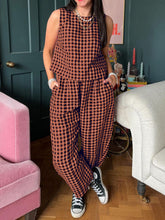 Lovelet Plaid Round Neck Sleeveless Top and Pants Set Orange OutfitFlow