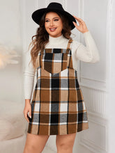 Honey Plus Size Plaid Wide Strap Overall Dress Caramel OutfitFlow