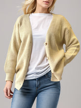 Button Down V-Neck Long Sleeve Cardigan Pastel Yellow OutfitFlow