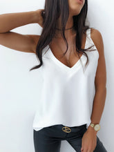 V-Neck Wide Strap Cami White OutfitFlow
