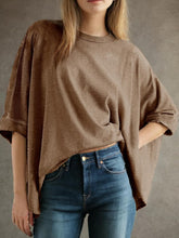 Lovelet Round Neck Half Sleeve T-Shirt Brown OutfitFlow