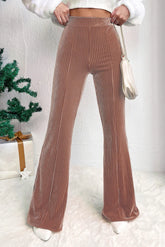 High Waist Bootcut Pants Camel OutfitFlow