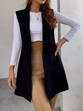 Open Front Longline Vest Coat Black OutfitFlow