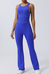 Crisscross Wide Strap Sleeveless Jumpsuit Blue OutfitFlow