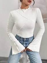 Lettuce Edge Flare Sleeve Top White OutfitFlow