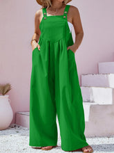 Plus Size Square Neck Wide Leg Overalls Green OutfitFlow