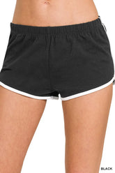 Zenana Elastic Waistband Dolphin Shorts BLACK OutfitFlow