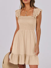 Ruffled Hem Smocked Cami Dress Apricot OutfitFlow
