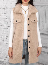 Button Up Teddy Vest Coat Tan OutfitFlow