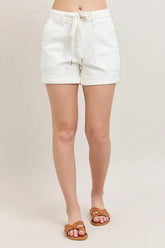 Judy Blue Full Size High Waist Cuff Denim Shorts Plus Size WHT OutfitFlow