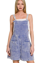 Zenana Woven Double Gauze Acid Washed Romper MARLIN OutfitFlow