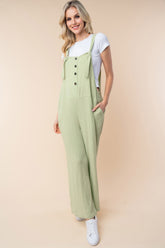 White Birch Texture Sleeveless Wide Leg Jumpsuit Sage OutfitFlow