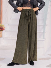 Ribbed Tied Wide Leg Pants Dark Green OutfitFlow