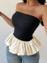 Ruffled Bubble Hem Tube Top Black OutfitFlow