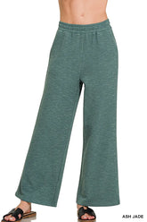 Zenana Cotton Slub Wide Leg Pants ASH JADE OutfitFlow