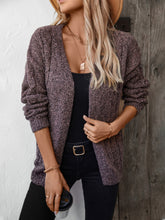 Cable-Knit Open Front Long Sleeve Cardigan Plum OutfitFlow