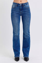 Judy Blue Full Size Run Mid-Rise Bootcut Jeans with Thermal Lining Dark OutfitFlow