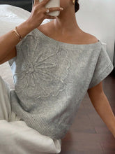 Ribbed Hem Boat Neck Sweater Gray OutfitFlow