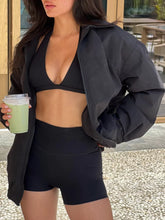 Relaxed Fit Lightweight Zip Up Jacket Black OutfitFlow