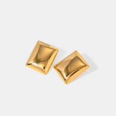 Stainless Steel Rectangular Stud Earrings Gold One Size OutfitFlow