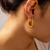 Titanium Steel U Shape Earrings Gold One Size OutfitFlow
