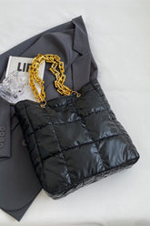 Bubble Texture Chain Handbag Black One Size OutfitFlow