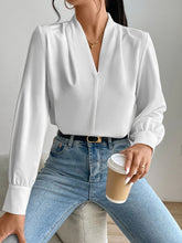 V Neck Long Sleeve Top White OutfitFlow