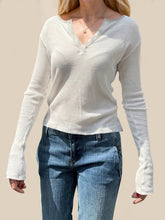 Devine Quarter Button Long Sleeve T-Shirt White OutfitFlow