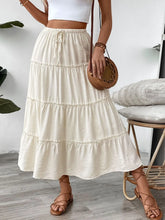 Drawstring Frill Tiered Skirt Cream OutfitFlow
