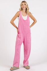 Mittoshop Mineral Wash Relaxed Fit Sleeveless Harem Jumpsuit PINK OutfitFlow