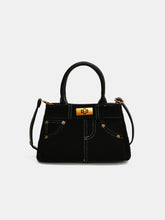 Suede Adjustable Strap Double-Use Handbag Black One Size OutfitFlow
