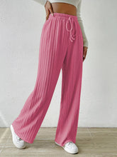 Drawstring Wide Leg Pants Pink OutfitFlow