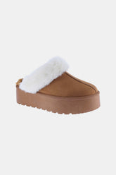 Weeboo Thick Bottom Fur Trim Snow Slippers Tan OutfitFlow